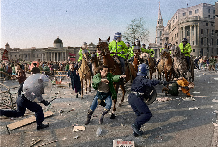 © David Hoffman unless specified otherwise below Poll Tax riot, Trafalgar Square, London.: © David Hoffman unless specified otherwise below