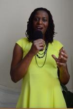 Francine Beleyi reporting for Compter weekly  © Francine Beleyi